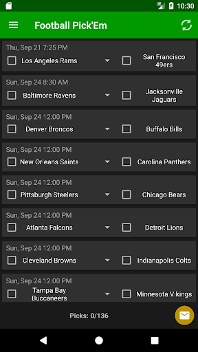 Football PickEm Screen 2