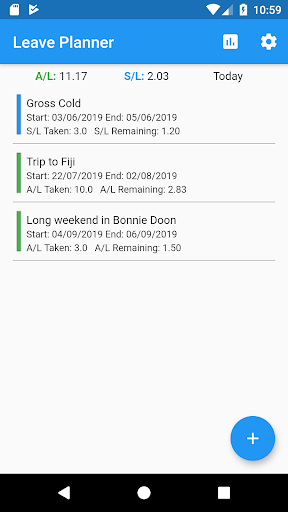 Android application Leave Planner screenshort