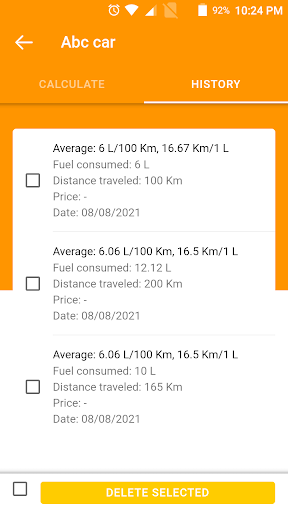Fuelage - Mileage Calculator Screen 3