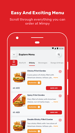 WIMPY UAE - Order burgers Screen 2