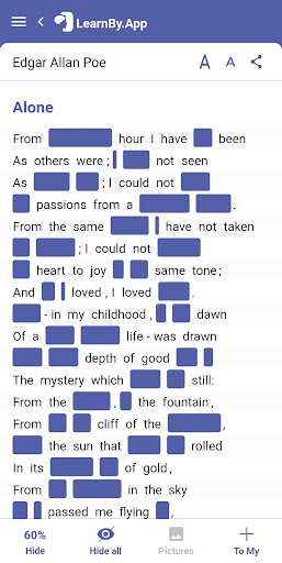 LearnBy heart poems or text Screen 2