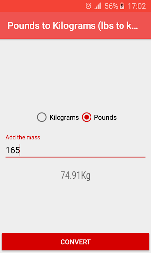 Android application Mega converter - Lbs to kg screenshort