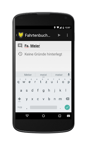 YellowFahrtenbuchApp Screen 2