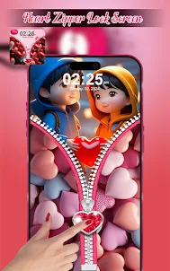 Heart Love Zipper Lock Screen