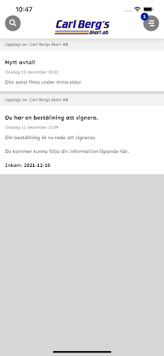Android application Carl Bergs Åkeri screenshort