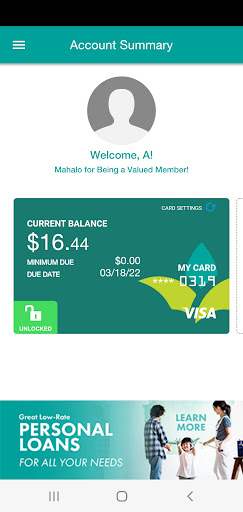 Android application Maui FCU Credit Card screenshort