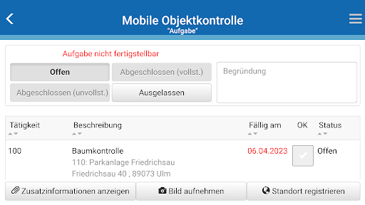 Infoma Mobile Objektkontrolle Screen 3