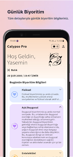Calypso - Yüz Falı, Astroloji Screen 2