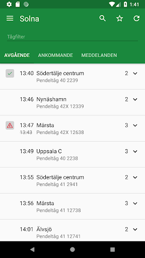 Android application Tågläget screenshort