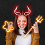 Neon Horns Devils Face Makeup 