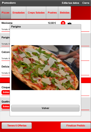 Android application Pizzeria Pomodoro screenshort