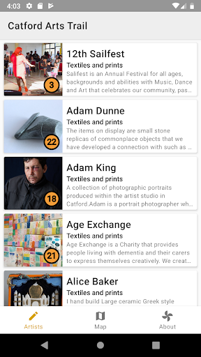 Android application Catford Arts Trail screenshort
