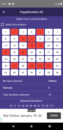 Lucky TOTO SG Screen 2