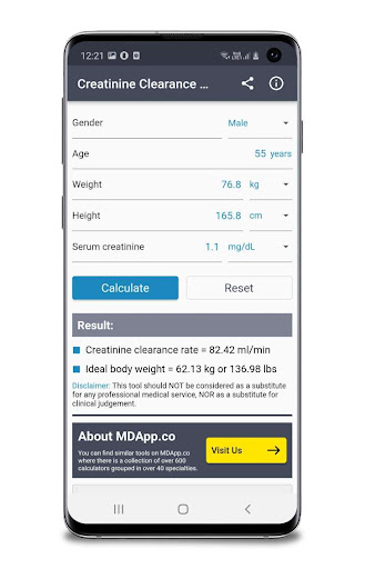 Creatinine Clearance Calc Screen 3