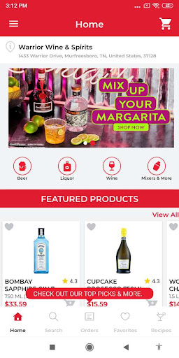 Android application Warrior Wine & Spirits screenshort