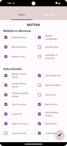 Android application Çeyiz Listem screenshort