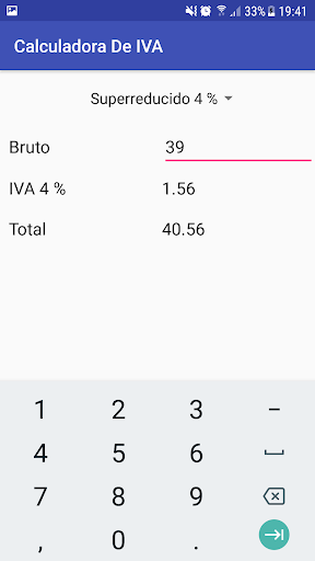 Spanish tax calculator VAT / I Screen 2