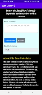 Sum(Addition) Calculator