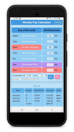 Weekly Pay Calculator Screen 3