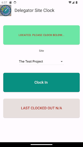 Android application Delegator TimeClock screenshort
