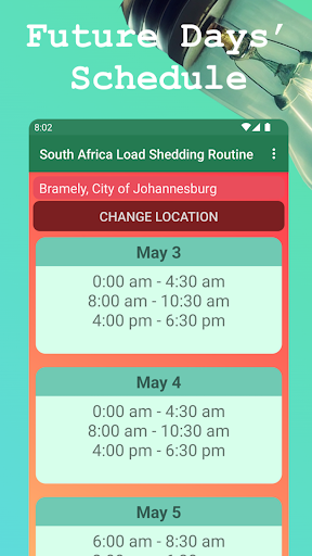 Load Shedding Schedule Screen 3