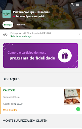 Android application Pizzaria Vó Lígia screenshort