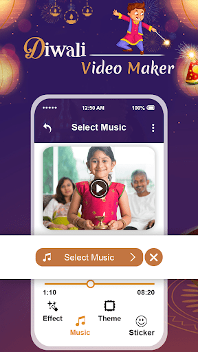 Diwali Video Maker with Music and Diwali Theme