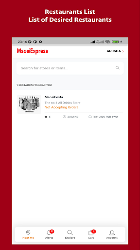 Android application MsosiExpress: Food Delivery screenshort