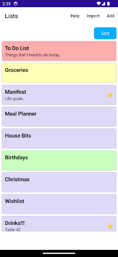 Android application List Manager screenshort