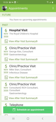 My RCH Portal Screen 3