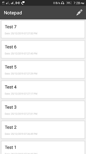 Android application Notepad screenshort
