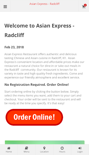 Android application Asian Express Radcliff screenshort
