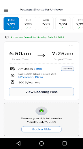 Android application Pegasus Shuttle screenshort