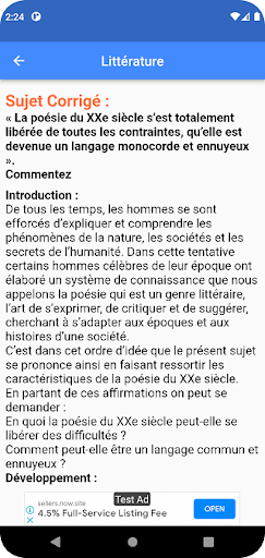 Littérature - Sujets Corrigés Screen 2