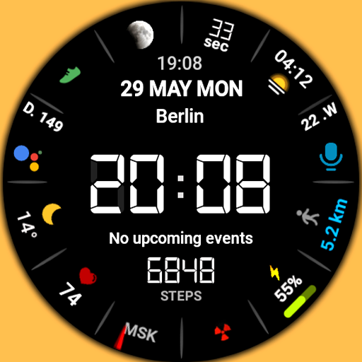 LCD Black digital watch face Logo