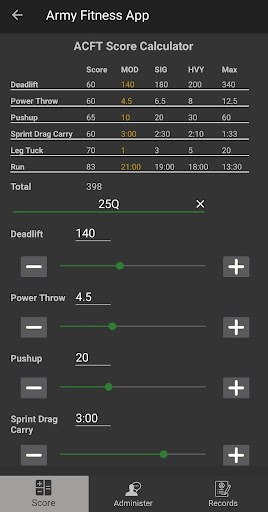 Army Fitness App Screen 2