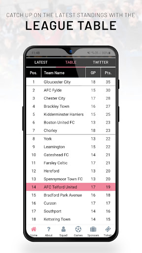 AFC Telford United - The App Screen 3