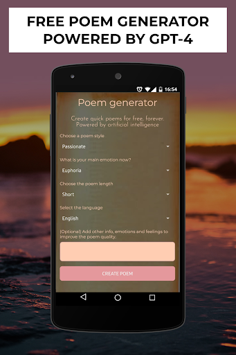 Android application Poem writing app AI - Poem app screenshort