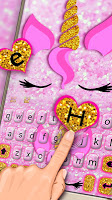 screenshot of Pink Glisten Unicorn Cat Keyboard Theme