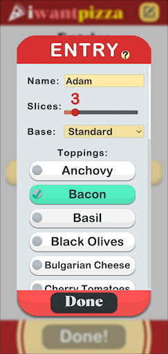 iWantPizza - Pizza Calculator Screen 3
