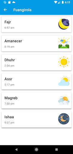 Android application Adan España - horario de salat screenshort