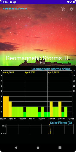 Android application Geomagnetic Storms TE screenshort
