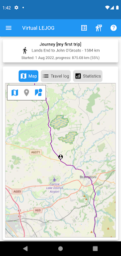 Virtual LEJOG Screen 2