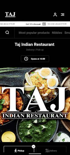 Android application Taj Indian Restaurant screenshort