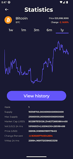 Taakin Crypto Real-time rates Screen 2