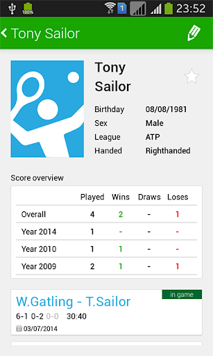 Tennis Math: score & stats Screen 3