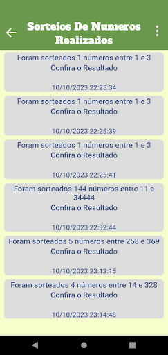 Sorteio de números Screen 3