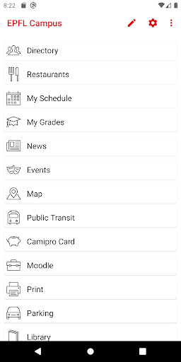 Android application EPFL Campus screenshort