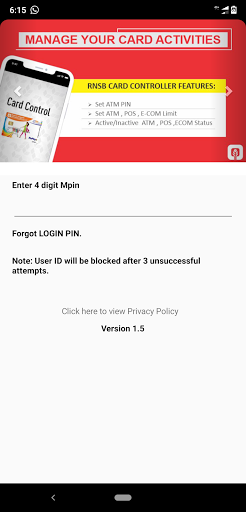 Android application RNSB Card Control screenshort