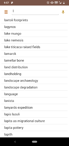 Archeology Dictionary Screen 2
